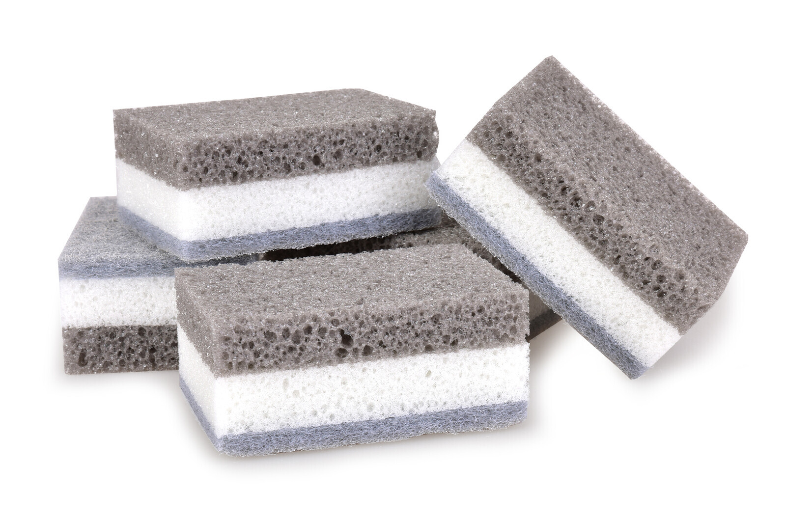 SHINEX | 5 ks univerzální kuchyňské houbičky s drsnou stranou | šedé třívrstvé