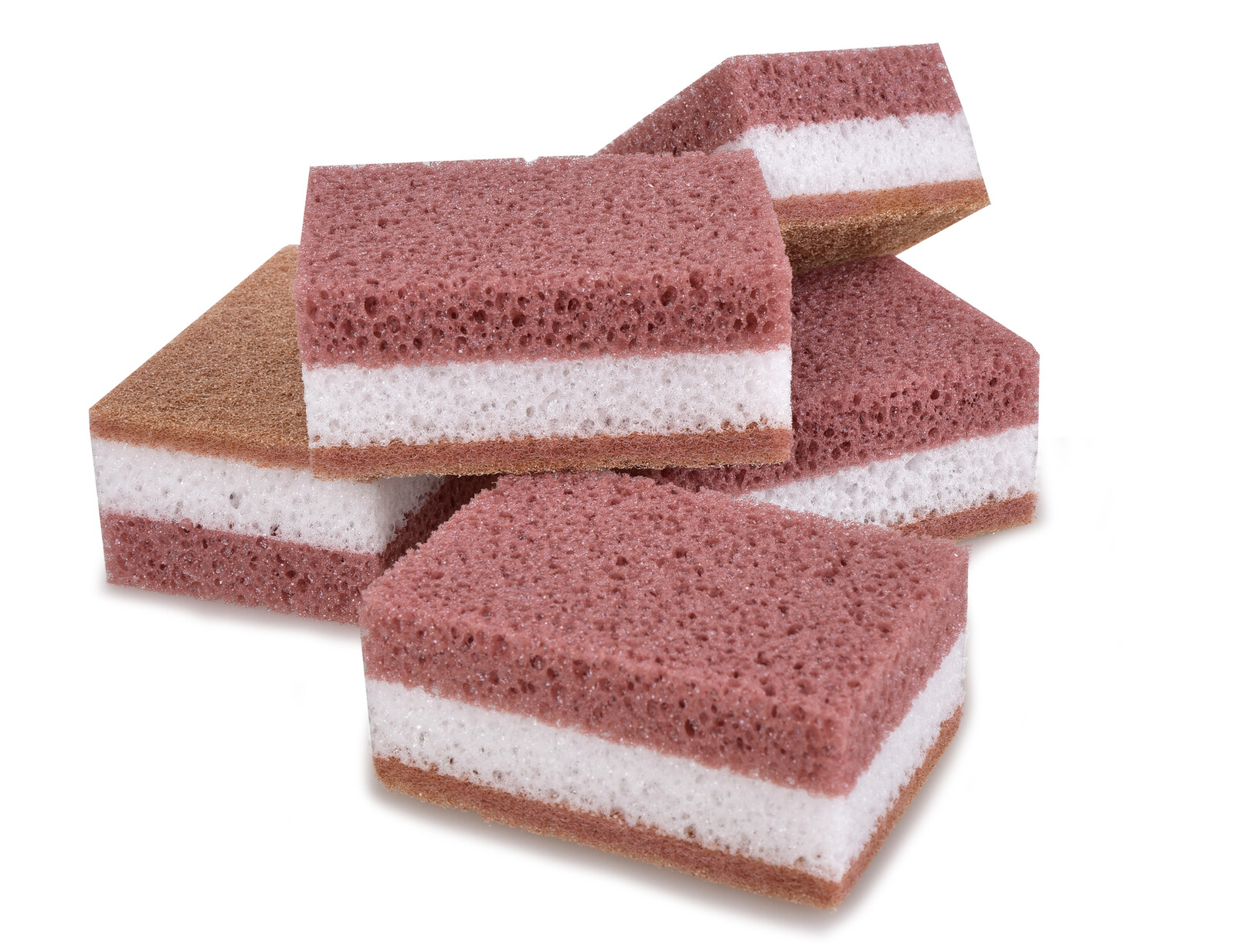 SHINEX | 5 ks univerzální kuchyňské houbičky s drsnou stranou | hnědé třívrstvé