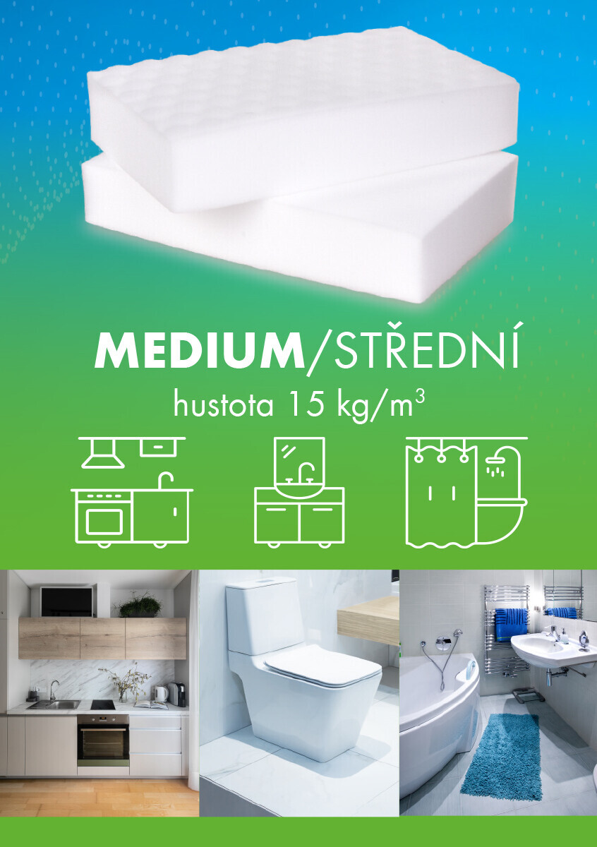 NANOX® | 2 ks středně tvrdé nanohoubičky MEDIUM na úklid | univerzální čištění bez chemie