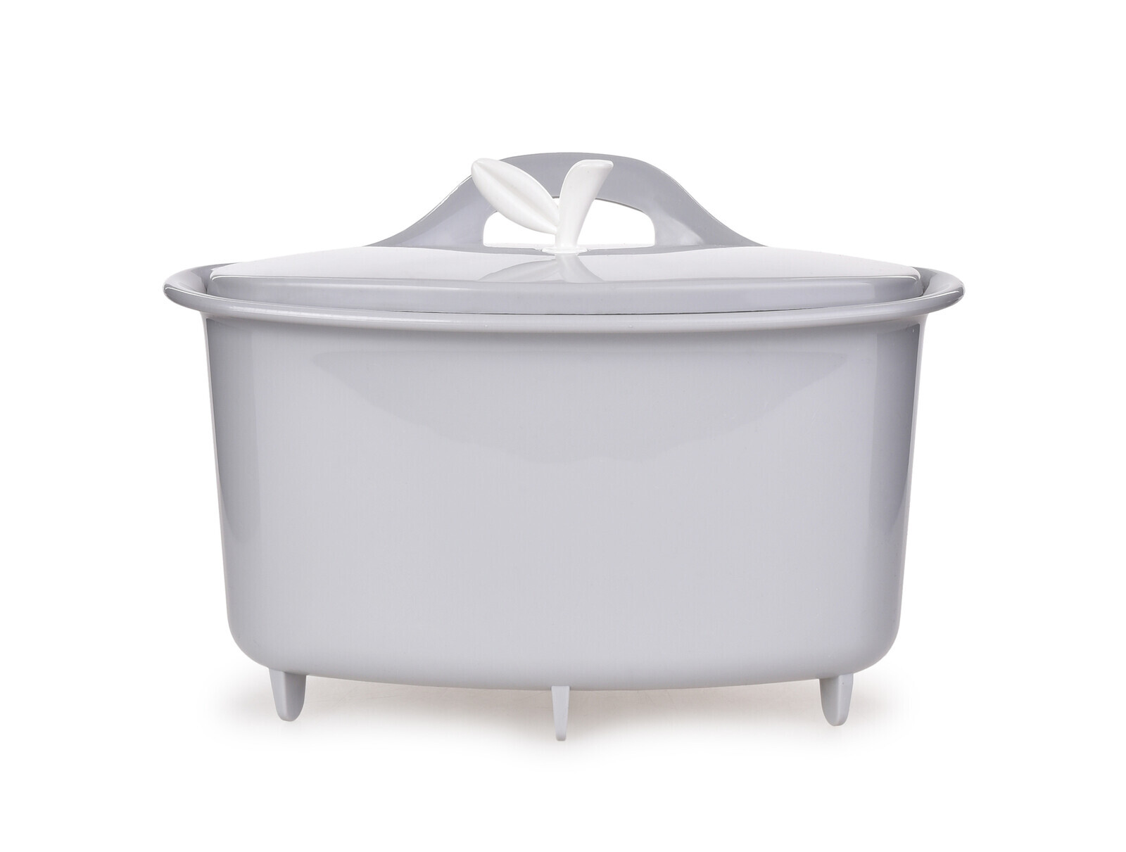 PRAKTIK | odkapávač na příbory & kuchyňské náčiní | s víkem & madlem šedý