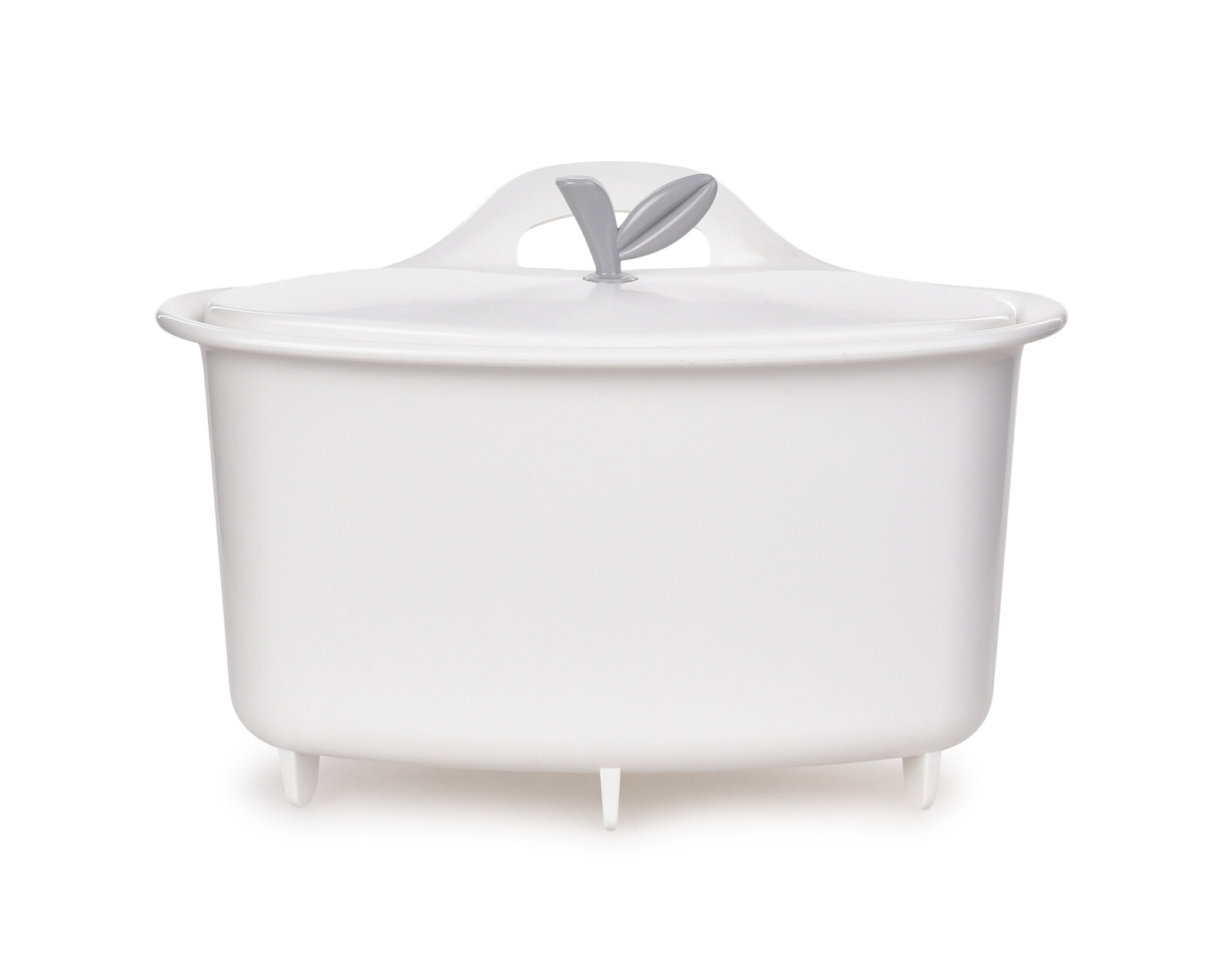 PRAKTIK | odkapávač na příbory & kuchyňské náčiní | s víkem & madlem bílý