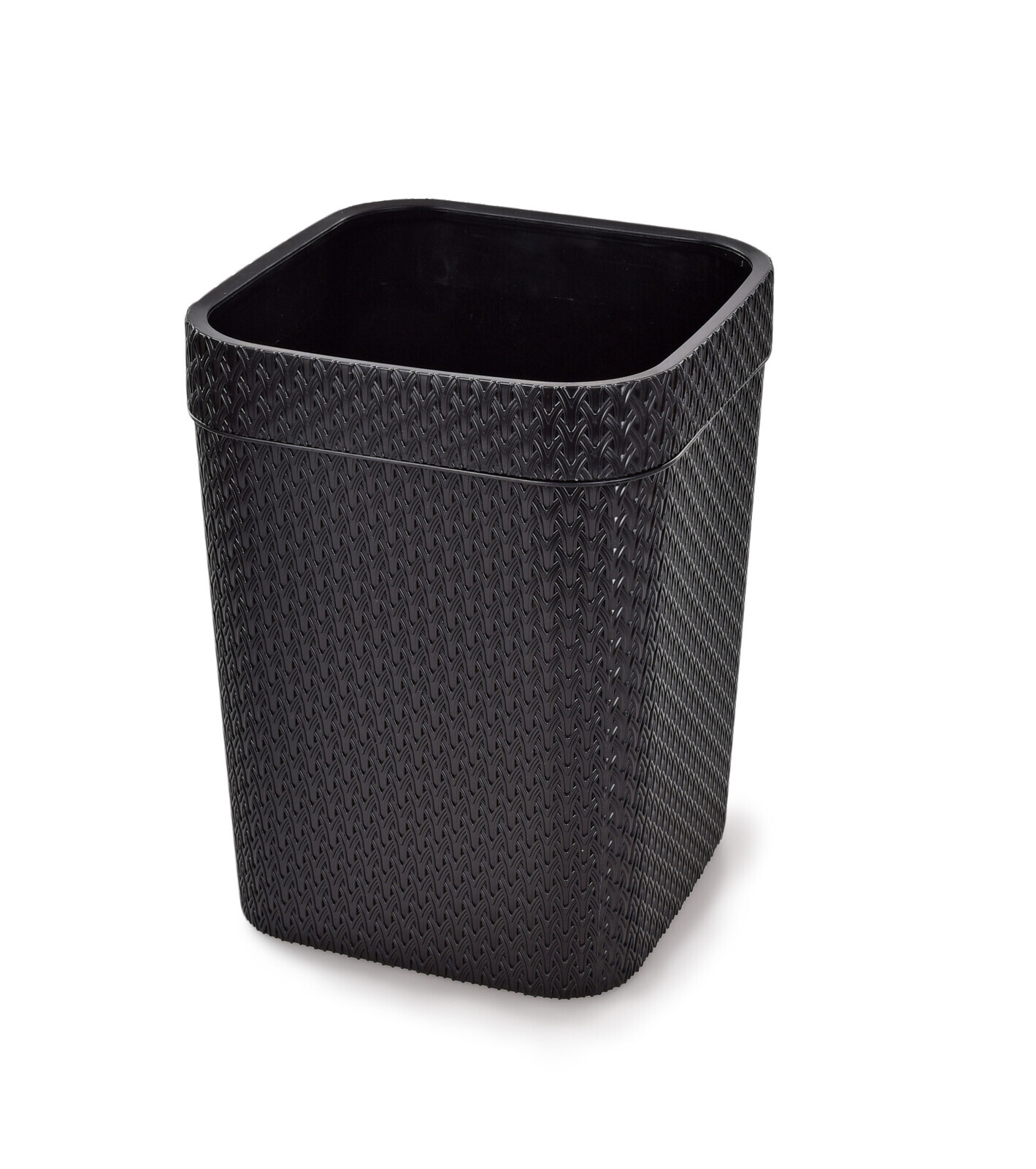 RATAN | 12 L | odpadkový koš s odnímatelným rámečkem | plast s ratanovou strukturou černý