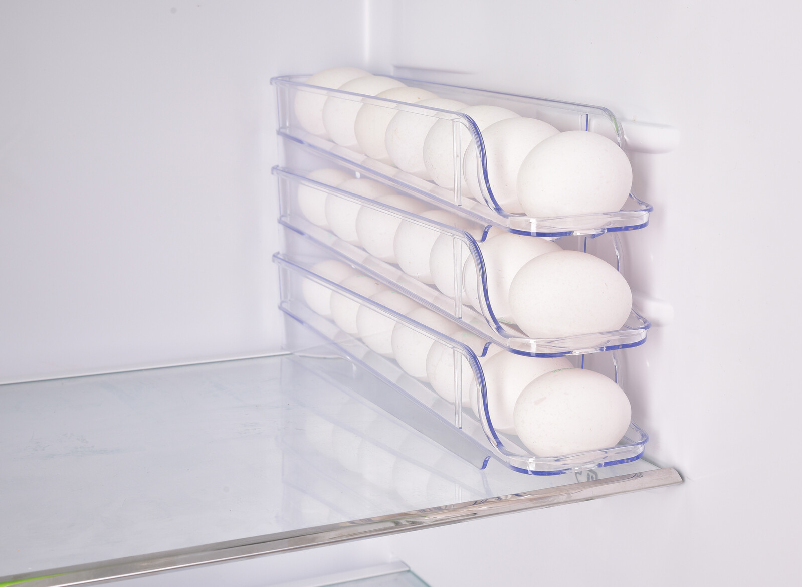 EGGY | Samospádový box na vajíčka 3patrový | Zásobník na vejce do lednice s automatickým posunem