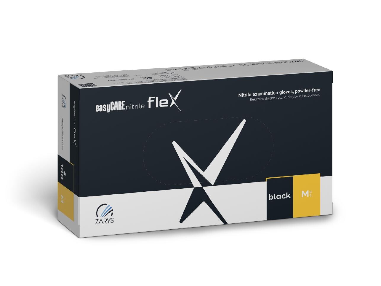 Rukavice nitrilové easyCare flex, 100 ks, černé, nepudrované Rozměr: S