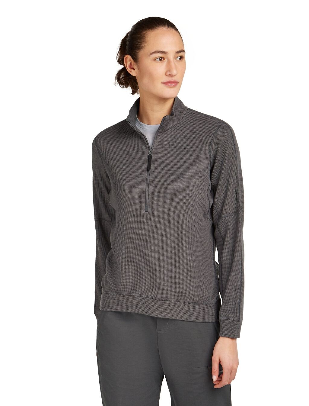 ICEBREAKER Wmns 260 Waffle Knit Wander LS Half Zip, Obsidian velikost: L