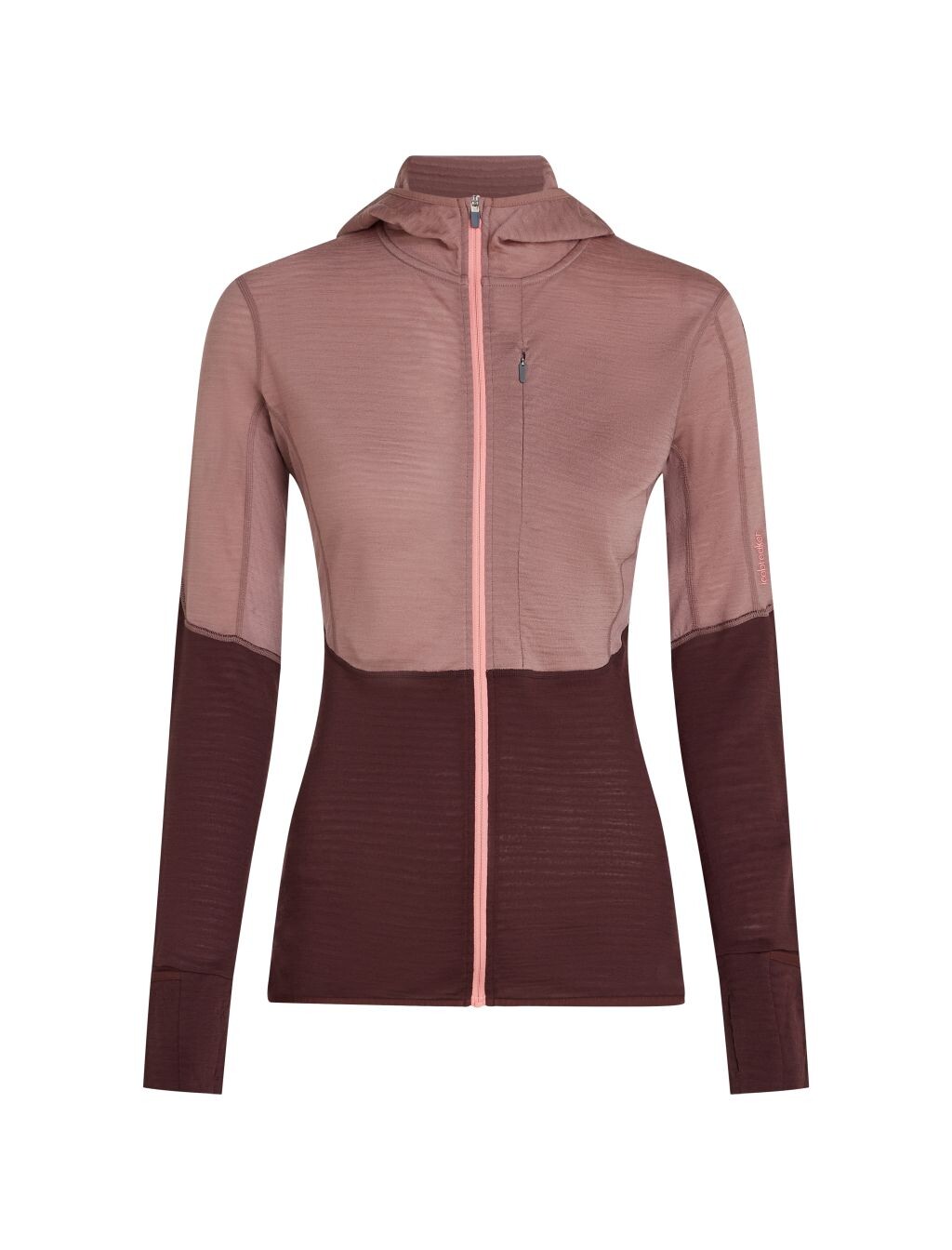 ICEBREAKER Wmns 200 Realfleece Descender LS Zip Hood, Summit/Java/Acid Pink/Cb velikost: M