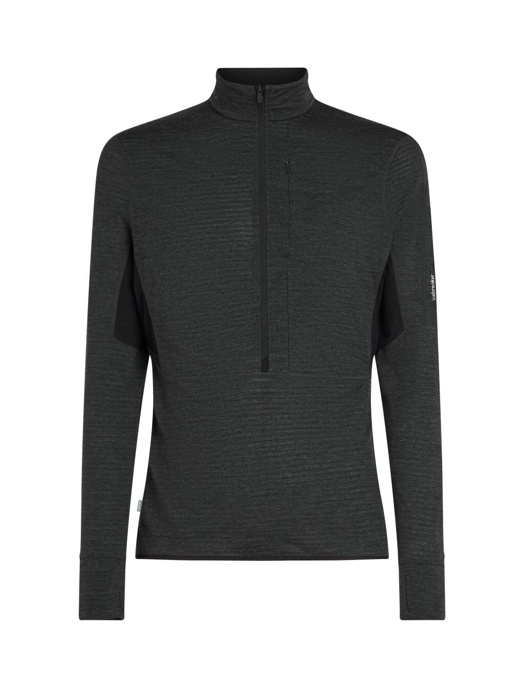 ICEBREAKER Mens 200 Realfleece Descender LS Half Zip, Jet Heather/Black/Cb velikost: L