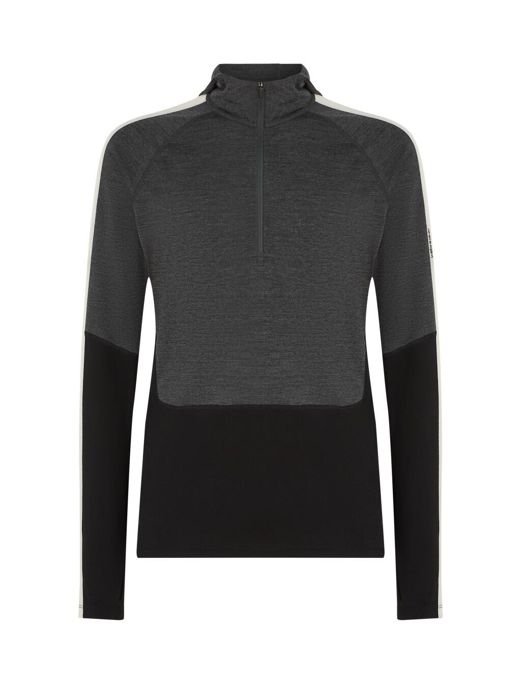 ICEBREAKER Mens 200 Oasis+ LS Half Zip Hood, Black/Jet Heather/Undyed/Cb velikost: L
