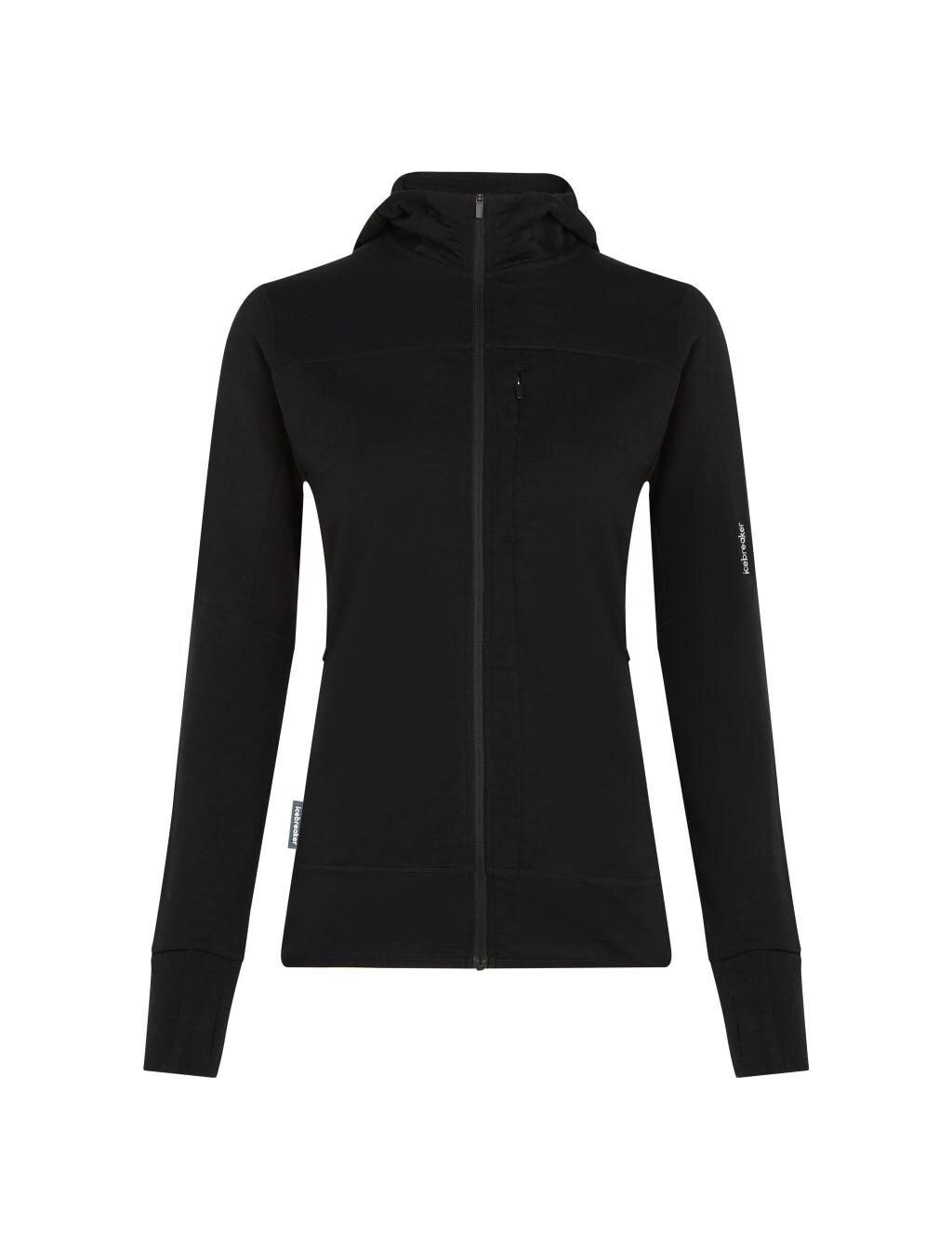 ICEBREAKER Wmns 300 RealFleece Descender LS Zip Hood, Black velikost: L