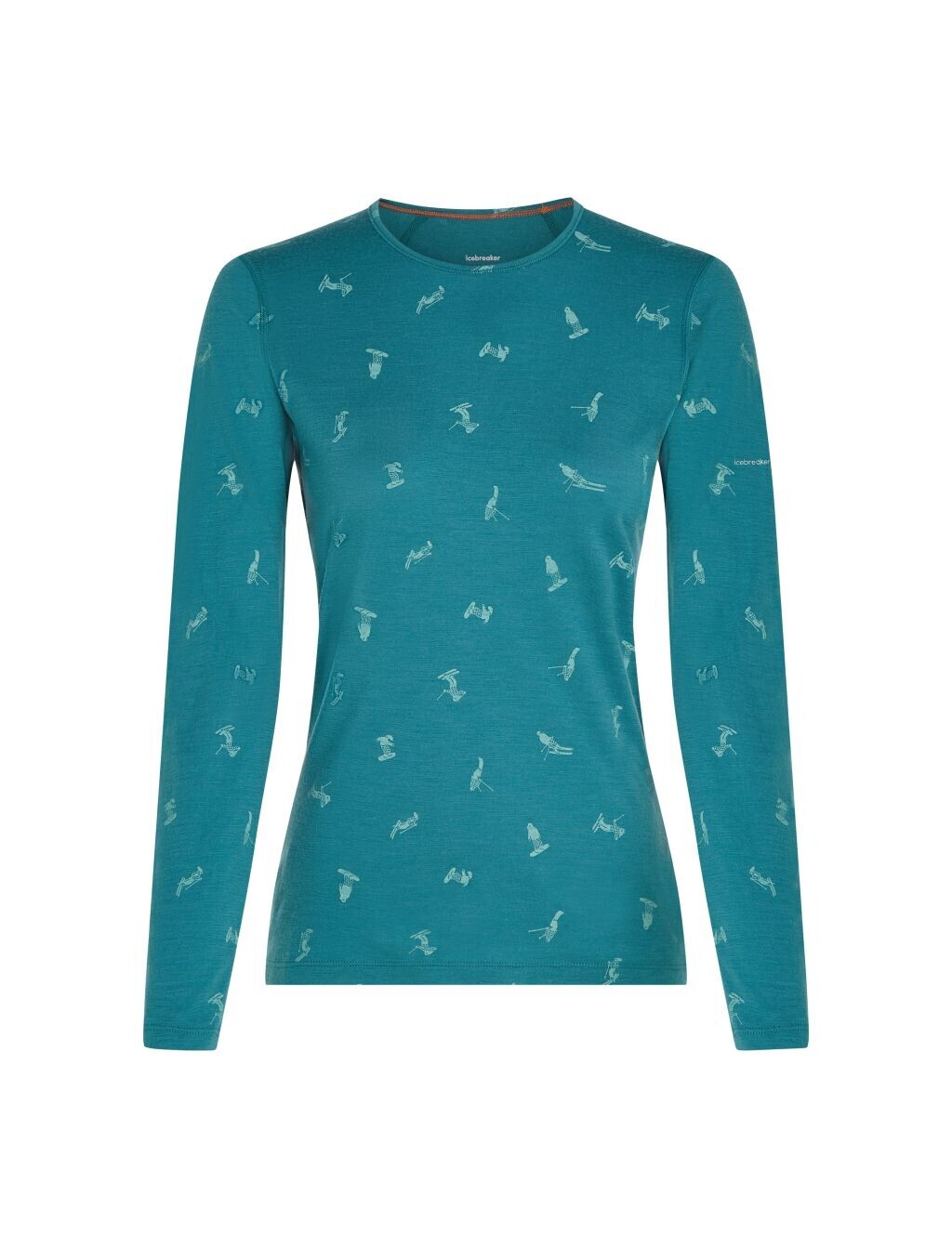 ICEBREAKER Wmns 200 Oasis LS Crewe Ski Day, Topaz/Hydro/Aop velikost: M