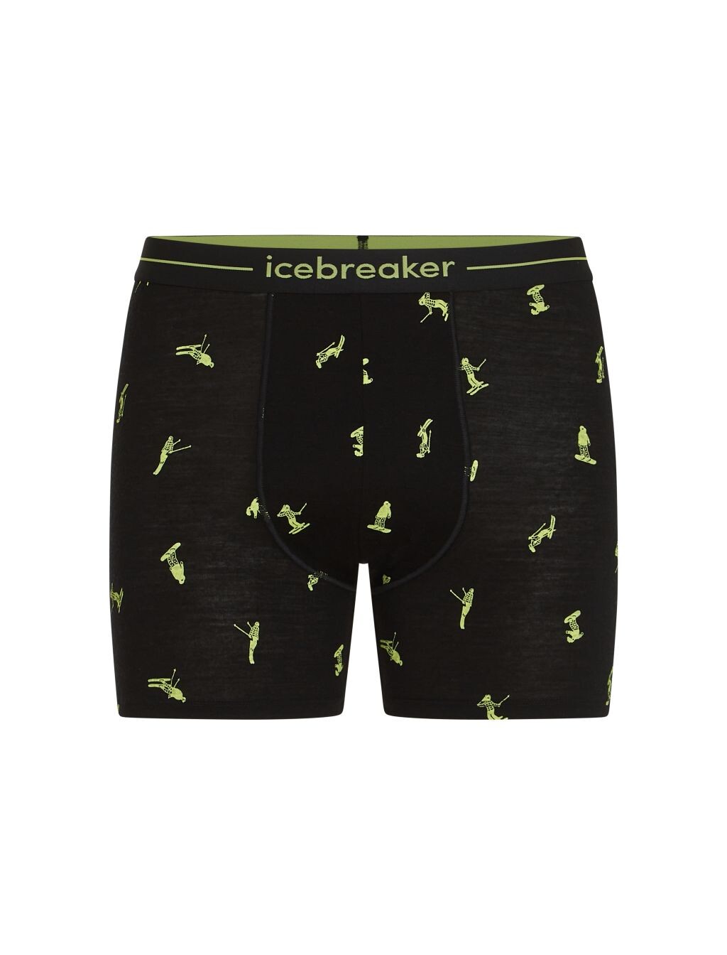 ICEBREAKER Mens 150 Anatomica Boxers Ski Day, Black/Peridot/Aop velikost: L
