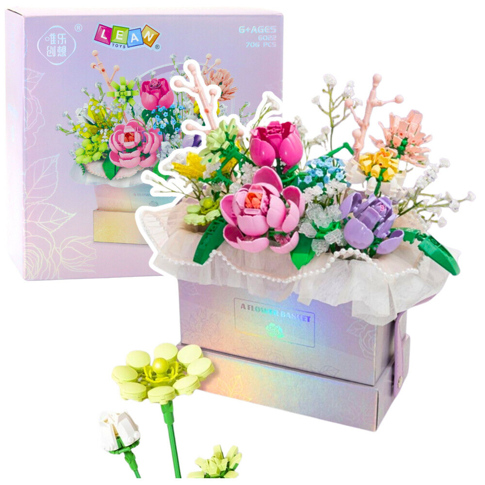 mamido Stavebnice květinová kompozice v boxu s LED podsvícením 706 dílků