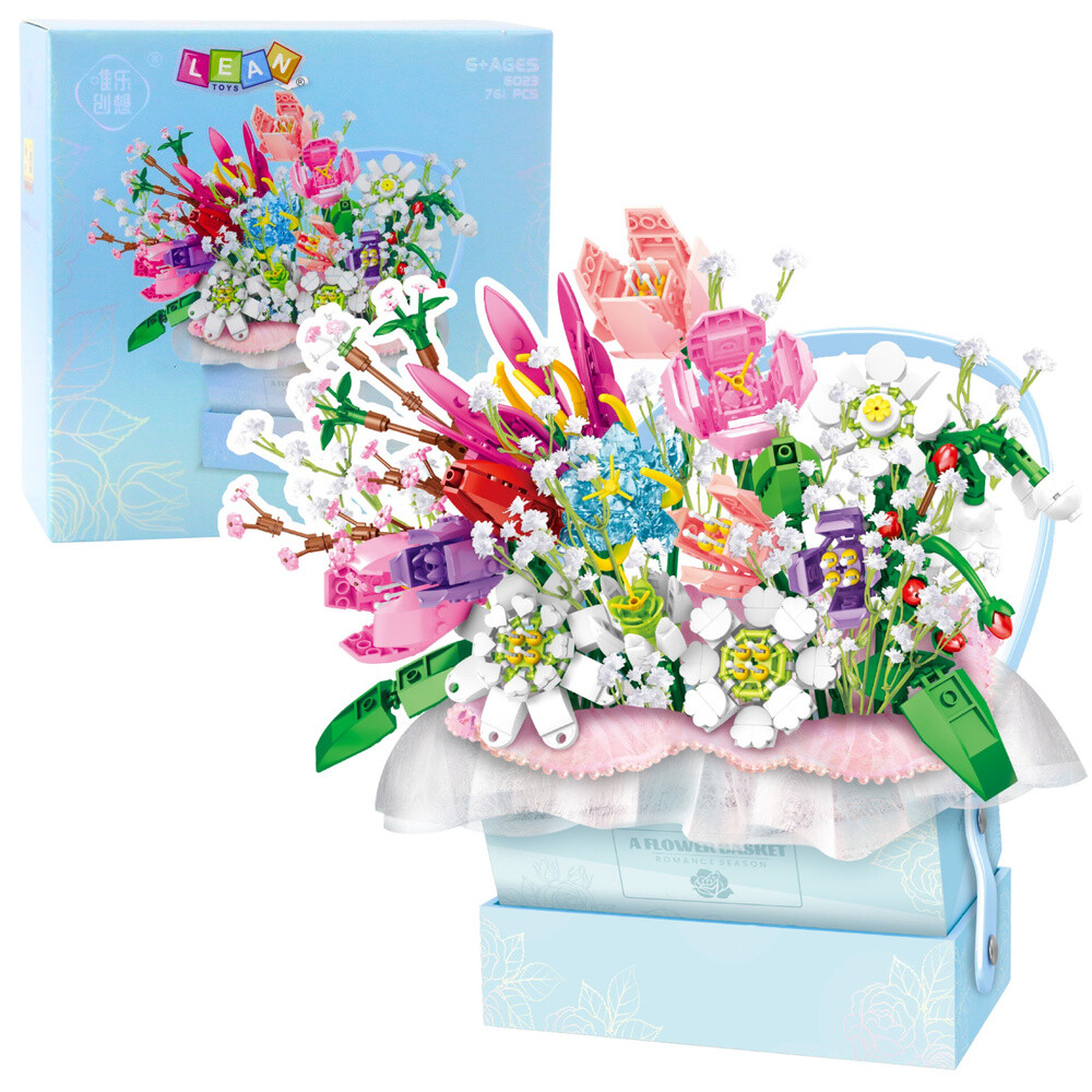 mamido Stavebnice květinová kompozice v boxu s LED podsvícením 761 dílků