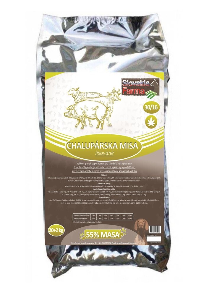Lisované hypoalergenní Granule Slovakia Farma - Chalupárská misa 30/18 - 20 + 2 kg kg