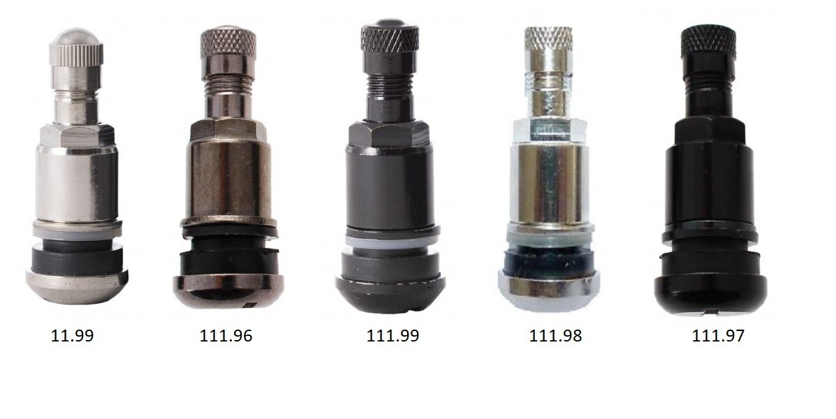 Bezdušové ventily TR, stříbrné nebo černé, různé druhy, pro osobní auta - Ferdus