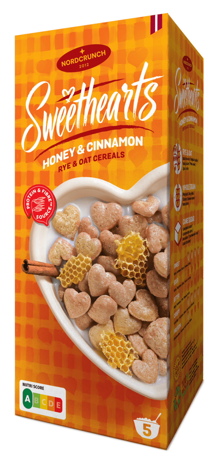 NORDCRUNCH Sweethearts Cereální srdíčka s medem a skořicí 150 g