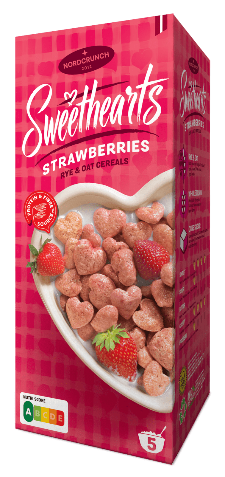 NORDCRUNCH Sweethearts Cereální srdíčka s jahodami 150 g