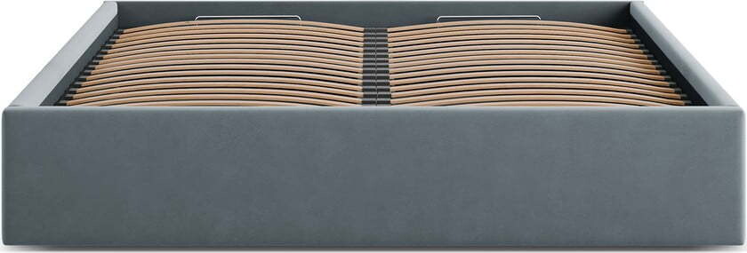 Světle modrá čalouněná dvoulůžková postel s úložným prostorem/bez čela s roštem 160x200 cm Susan – Micadoni