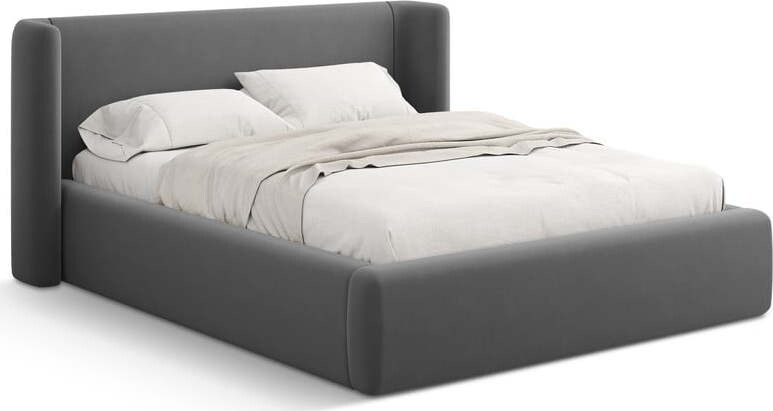 Šedá čalouněná dvoulůžková postel s úložným prostorem s roštem 200x200 cm Jason – Windsor & Co Sofas