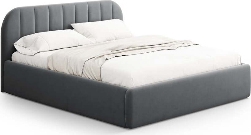 Šedá čalouněná dvoulůžková postel s úložným prostorem s roštem 180x200 cm Juno – Windsor & Co Sofas