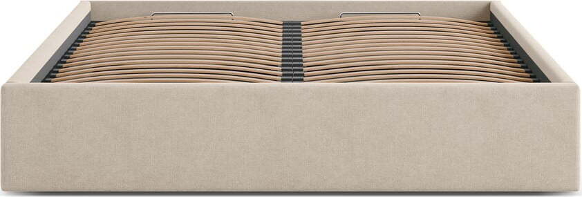 Světle hnědá čalouněná dvoulůžková postel s úložným prostorem/bez čela s roštem 140x200 cm Susan – Micadoni