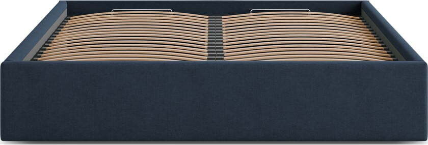 Tmavě modrá čalouněná dvoulůžková postel s úložným prostorem/bez čela s roštem 140x200 cm Susan – Micadoni