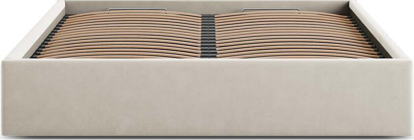 Béžová čalouněná dvoulůžková postel s úložným prostorem/bez čela s roštem 140x200 cm Susan – Micadoni
