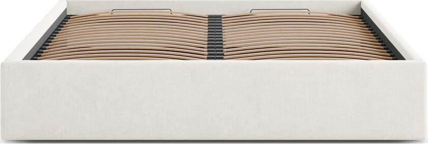 Krémová čalouněná dvoulůžková postel s úložným prostorem/bez čela s roštem 140x200 cm Susan – Micadoni