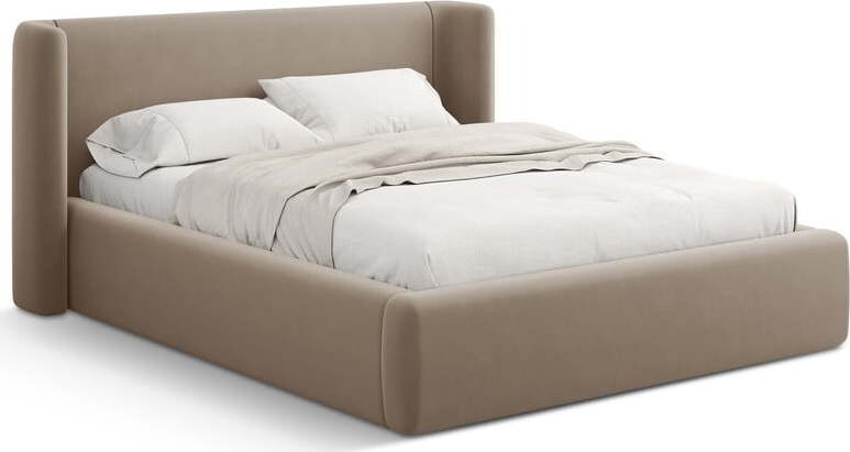 Světle hnědá čalouněná dvoulůžková postel s úložným prostorem s roštem 180x200 cm Jason – Windsor & Co Sofas