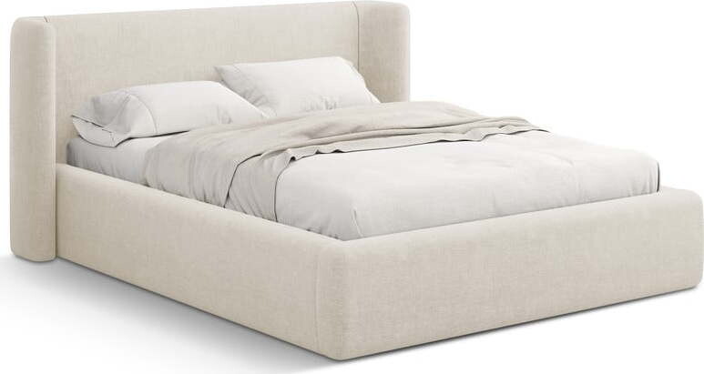 Krémová čalouněná dvoulůžková postel s úložným prostorem s roštem 140x200 cm Jason – Windsor & Co Sofas