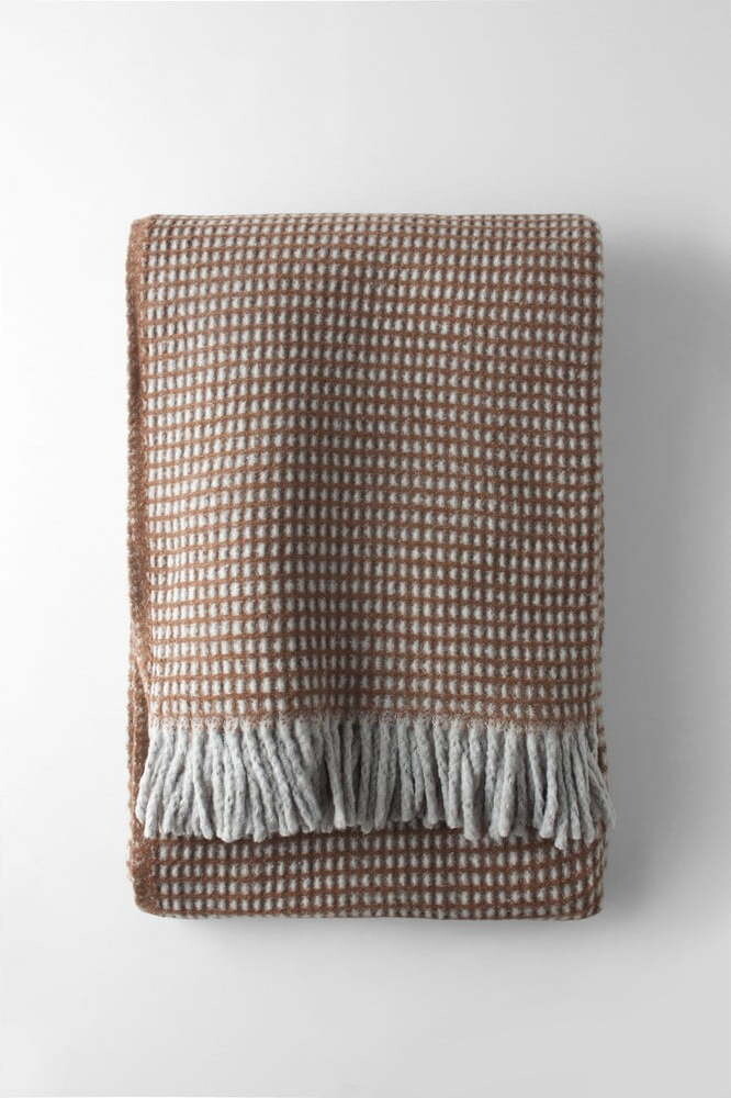 Hnědá deka s příměsí bavlny 140x180 cm Uniwaffle – Euromant