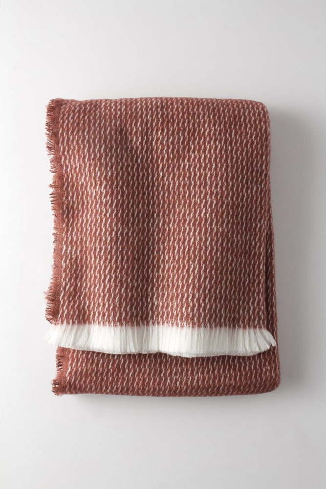 Deka s příměsí vlny v cihlové barvě 140x180 cm Curly – Euromant