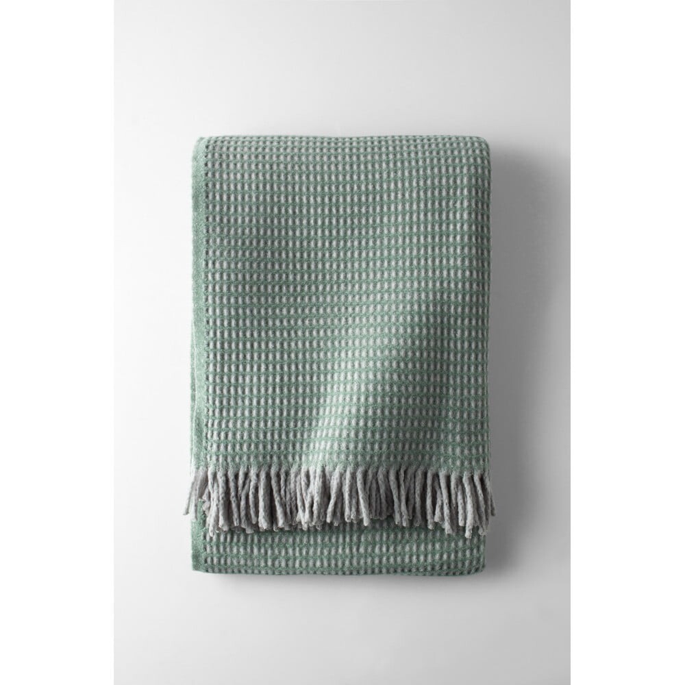 Zelená deka s příměsí bavlny 140x180 cm Uniwaffle – Euromant