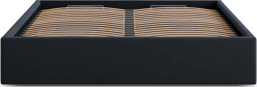 Tmavě modrá čalouněná dvoulůžková postel s úložným prostorem/bez čela s roštem 200x200 cm Susan – Micadoni