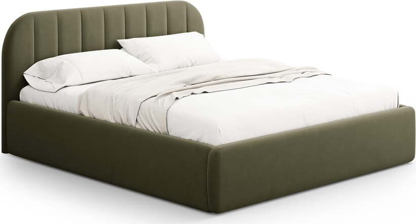 Zelená čalouněná dvoulůžková postel s úložným prostorem s roštem 140x200 cm Juno – Windsor & Co Sofas