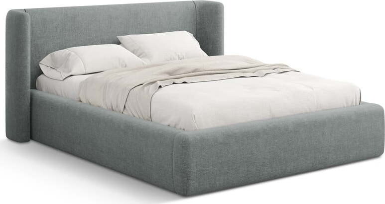 Tmavě šedá čalouněná dvoulůžková postel s úložným prostorem s roštem 180x200 cm Jason – Windsor & Co Sofas
