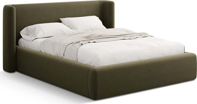 Zelená čalouněná dvoulůžková postel s úložným prostorem s roštem 160x200 cm Jason – Windsor & Co Sofas