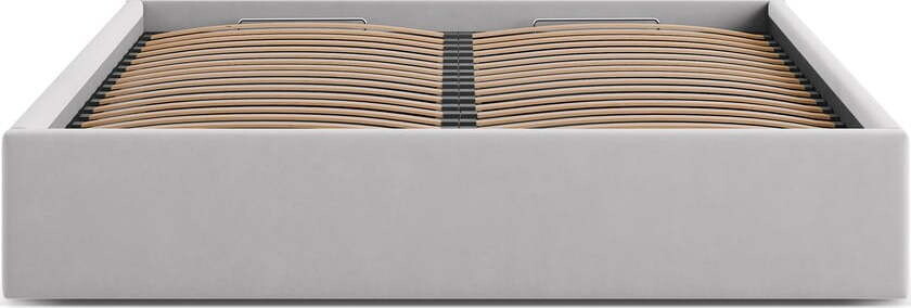 Světle šedá čalouněná dvoulůžková postel s úložným prostorem/bez čela s roštem 160x200 cm Susan – Micadoni