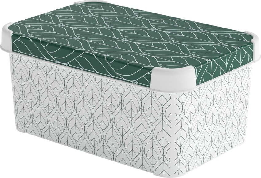 Bílý/zelený plastový úložný box s víkem 29,5x19,5x13,5 cm S – Curver