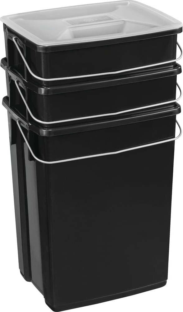 Černé plastové odpadkové koše v sadě 3 ks 2x10+6 l na tříděný odpad Biobox – Curver