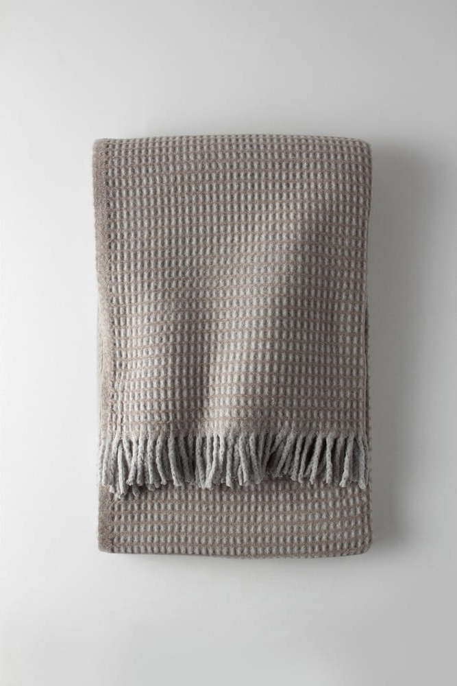 Šedá deka s příměsí bavlny 140x180 cm Uniwaffle – Euromant