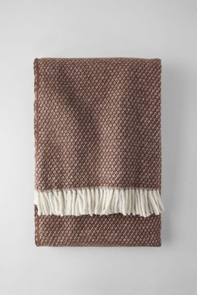 Tmavě hnědá deka s příměsí bavlny 140x180 cm Wabi – Euromant