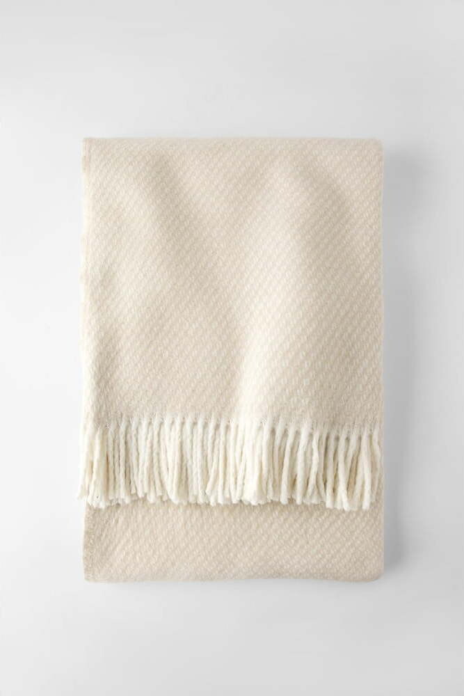 Krémová deka s příměsí bavlny 140x180 cm Wabi – Euromant