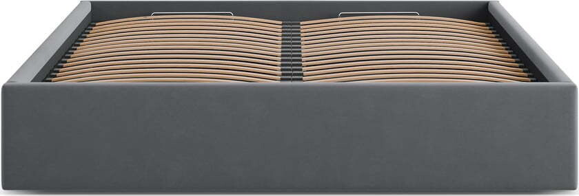 Šedá čalouněná dvoulůžková postel s úložným prostorem/bez čela s roštem 200x200 cm Susan – Micadoni