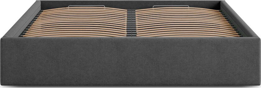 Antracitová čalouněná dvoulůžková postel s úložným prostorem/bez čela s roštem 180x200 cm Susan – Micadoni