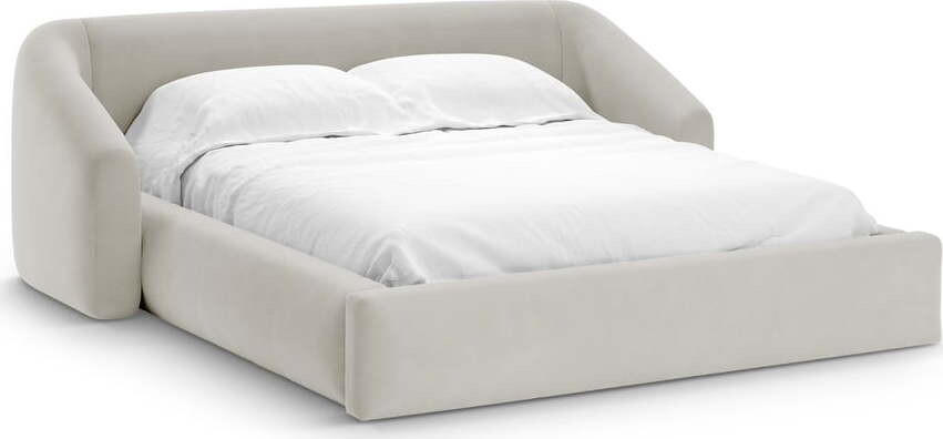 Béžová čalouněná dvoulůžková postel s úložným prostorem s roštem 180x200 cm Campi – Cosmopolitan Design