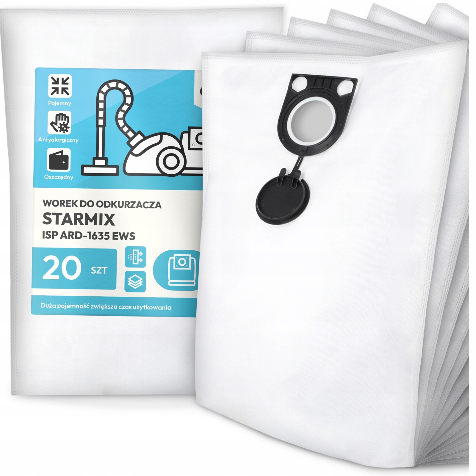 20 x Sáček do Vysavače Starmix Isp ARD-1635 Ews Syntetický Objemný G9