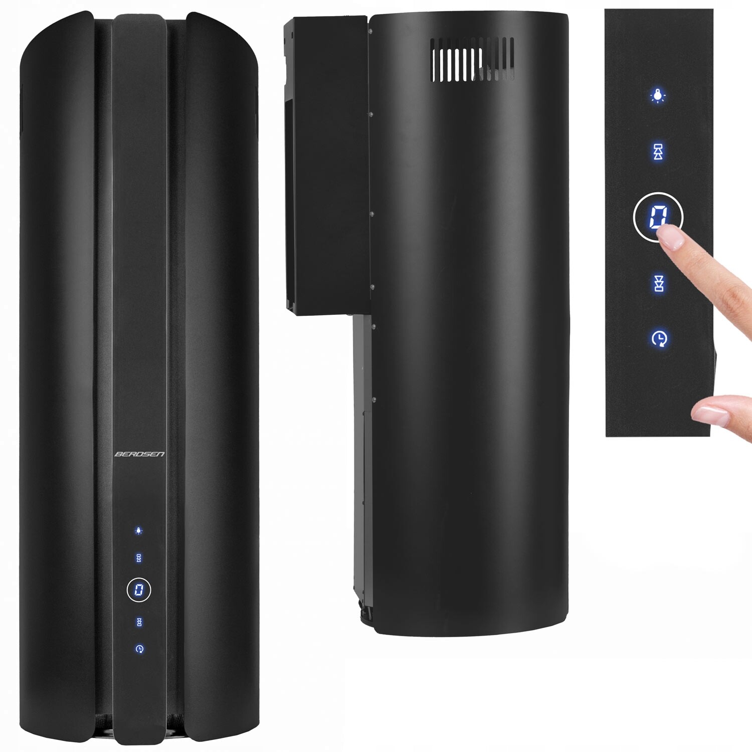 Komínový Kuchyňský Odsavač Par 35 cm Závěsný Berdsen Tuba Led BT-219 Černá