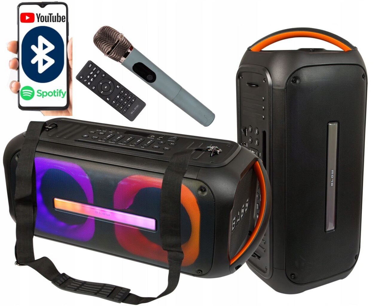 Přenosný Bluetooth Reproduktor Boombox 250W Usb Sd Pilot Karaoke Mikrofon d Dj