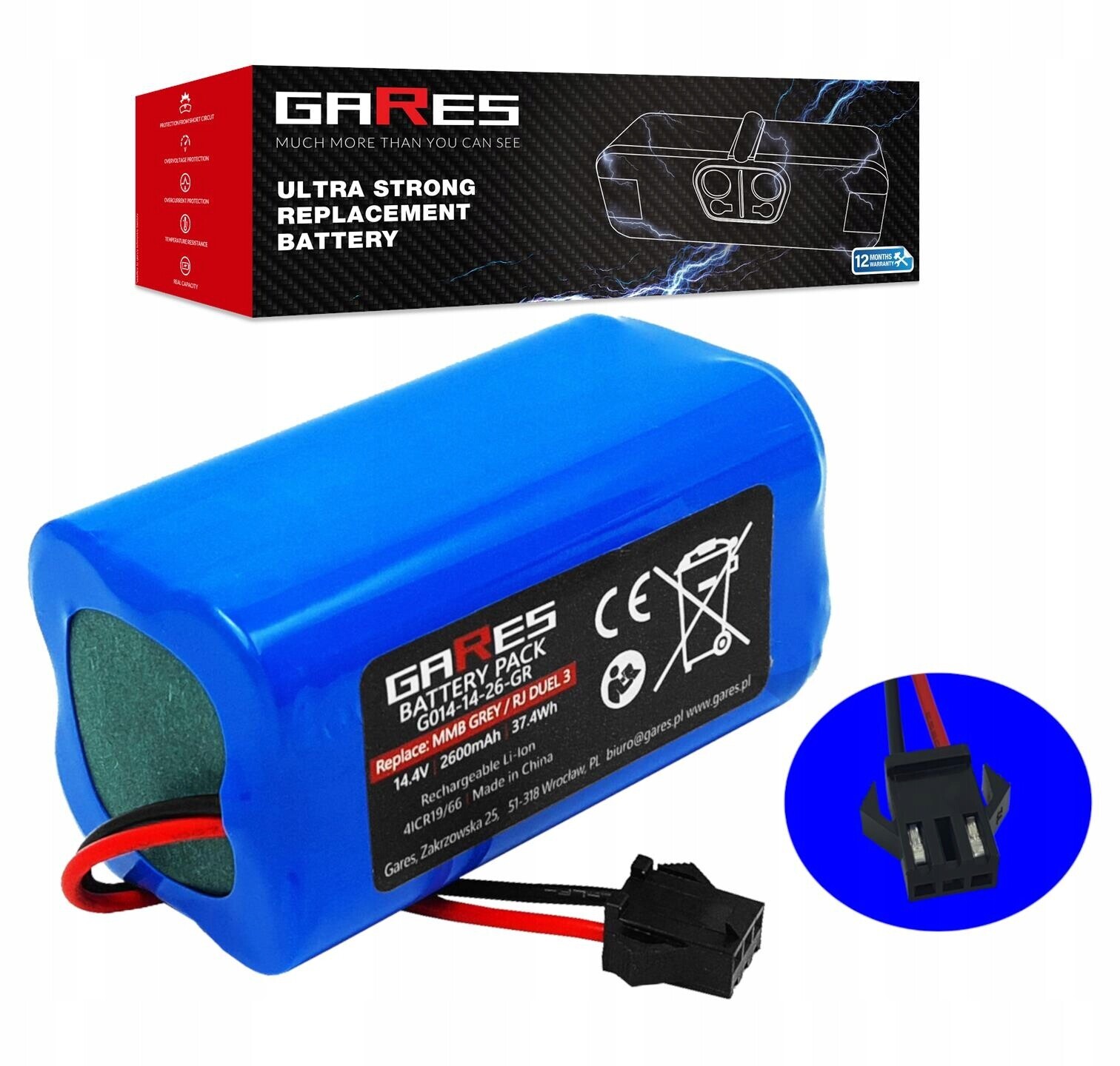 Akumulátor Gares pro Ecovacs Deebot U2/U2 Pro 14,4V 2,6Ah